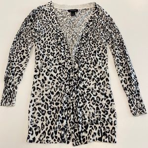 White House/Black Market, Women's Black and White Leopard print Long Cover-Up